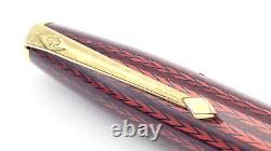 Vintage Conway Stewart 77 Fountain Pen In Red Herringbone 14k Broad Nib England