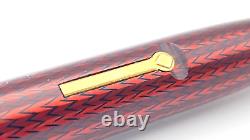 Vintage Conway Stewart 77 Fountain Pen In Red Herringbone 14k Broad Nib England