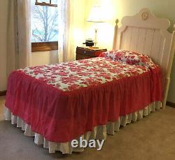 Vintage England Girls Victorian Princess Hot Pink Floral Skirted Twin Bedspread