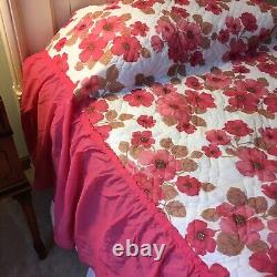 Vintage England Girls Victorian Princess Hot Pink Floral Skirted Twin Bedspread