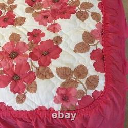 Vintage England Girls Victorian Princess Hot Pink Floral Skirted Twin Bedspread