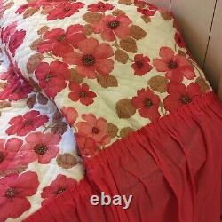 Vintage England Girls Victorian Princess Hot Pink Floral Skirted Twin Bedspread