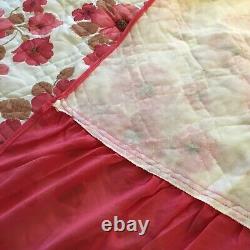 Vintage England Girls Victorian Princess Hot Pink Floral Skirted Twin Bedspread