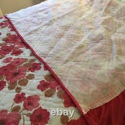 Vintage England Girls Victorian Princess Hot Pink Floral Skirted Twin Bedspread