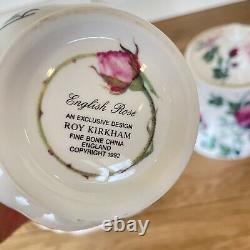 Vintage English Rose Roy Kirkham Teapot Sugar Creamer Set Bone China England