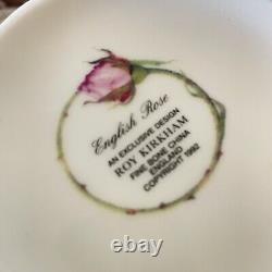 Vintage English Rose Roy Kirkham Teapot Sugar Creamer Set Bone China England