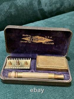 Vintage Gillette Gold Plated Safety Razor MADE IN ENGLAND Pat No 133963 Boxed