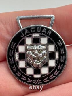 Vintage Jaguar Enamel Keychain Ring Fob CUD Made In England