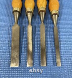 Vintage MARPLES Socket Firmer Chisel Set of 4 with Scratch Awl Made in England