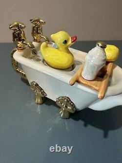 Vintage Made In England The Teapottery Cast Iron Bath Teapot Rubber Ducky