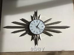 Vintage Metamec 1960's Starburst Wall Clock Retro, made in England