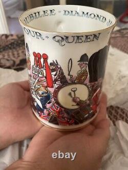 Vintage Mug Diamond Jubilee 1952-2012 Hand Made In England Painted With 22CT GL