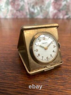 Vintage Newmark Folding Travel Desk Top Mechanical Clock -Made in England