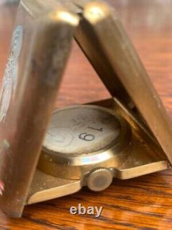 Vintage Newmark Folding Travel Desk Top Mechanical Clock -Made in England