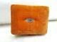 Vintage Old Orange Velvet Fabric Mini Suitcase Shape Vanity Case Box England V26