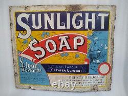 Vintage Original Porcelain Enamel Sign Sunlight Soap England Liver Brothers 1930
