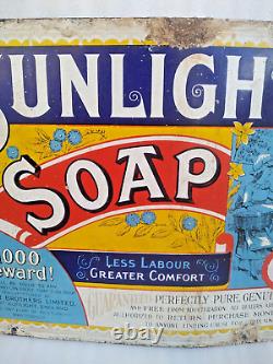 Vintage Original Porcelain Enamel Sign Sunlight Soap England Liver Brothers 1930