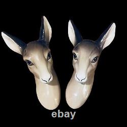 Vintage Pair W R Midwinter Burselm Fawns Deer Heads Wall Mounted Plaques England