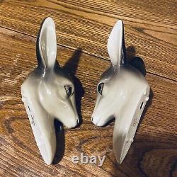 Vintage Pair W R Midwinter Burselm Fawns Deer Heads Wall Mounted Plaques England