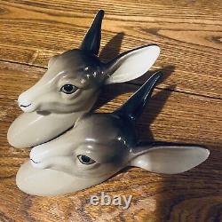 Vintage Pair W R Midwinter Burselm Fawns Deer Heads Wall Mounted Plaques England