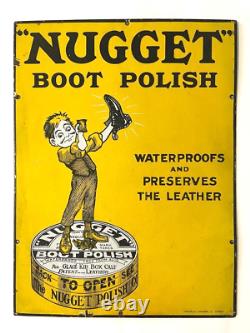 Vintage Rare England Nugget Boot Polish Enamel Sign Imperial Enamel Co