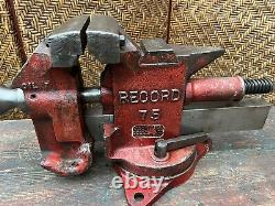 Vintage Record 75 Vice England Swivel Garage Workshop Bench High Quality Steel