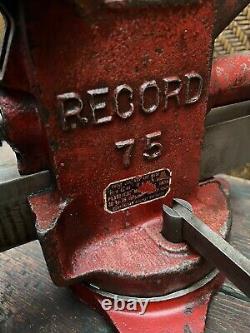 Vintage Record 75 Vice England Swivel Garage Workshop Bench High Quality Steel