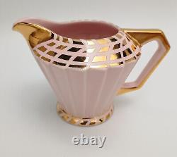 Vintage Sadler Pink and Gold Teapot, Sugar Bowl & Creamer Art Deco England