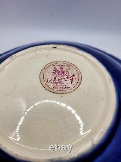 Vintage W. Moorcroft Blue Large Pink & Yellow Hibiscus Bowl 1970