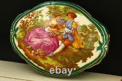 Vintage porcelain box, England, art painting, 1950s