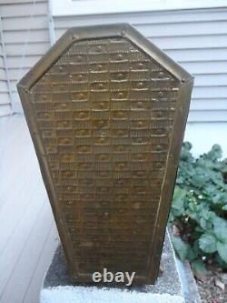 Vtg English Brass Repousse Double Sided Magazine Rack 50's Interior Design